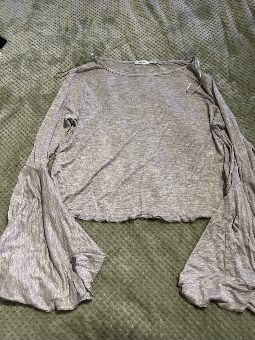 Kimchi Blue Grey Bell Sleeve Crop Top